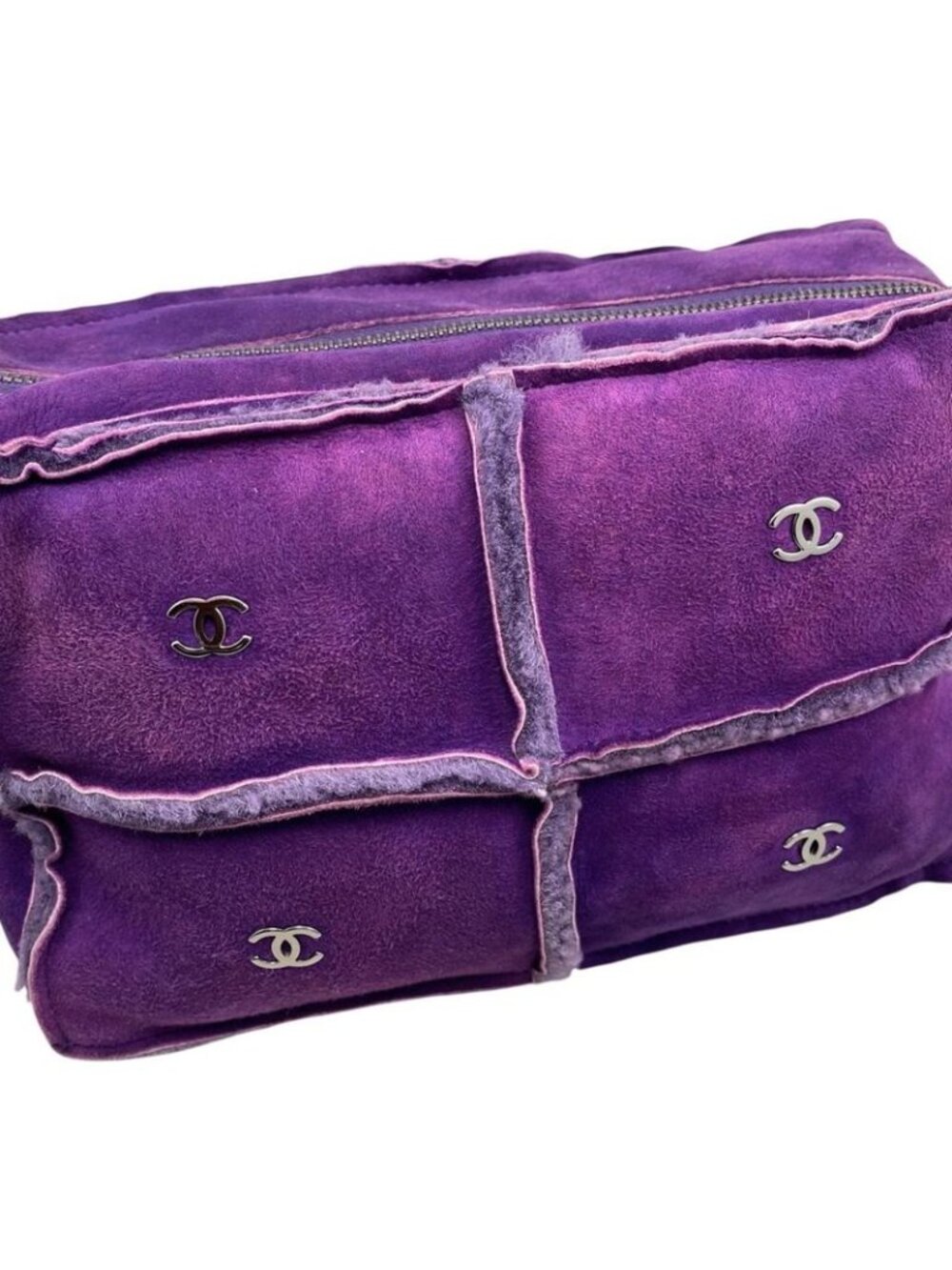 ★SOLD★ Chanel Shoulder Bag Mouton Suede CC Logo Purple Silver - Picture 8 of 16